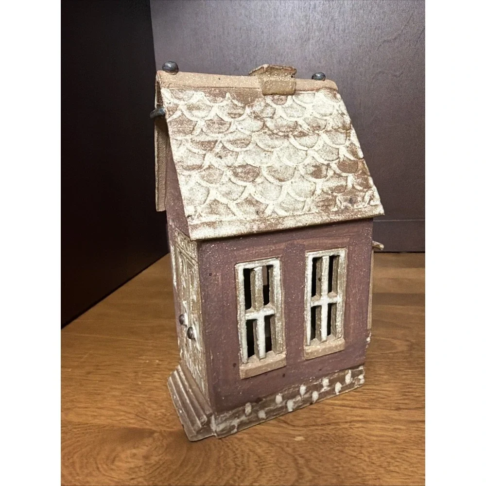 Ceramic Pottery Village Building Red School House Rustic 7
